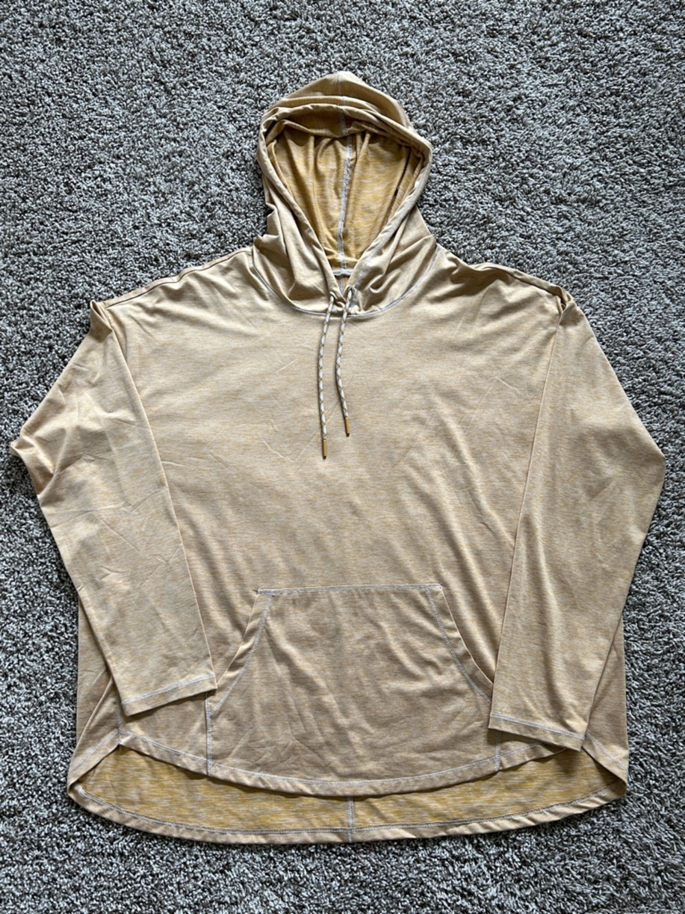 Eddie Bauer Women’s XL Loose Fit Lightweight Pullover Hoodie w/ Pouch - Yellow